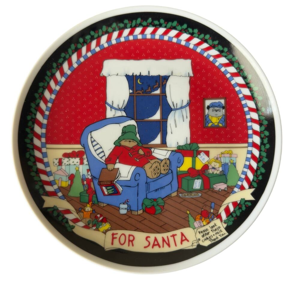 Vintage 1992 Paddington Bear Christmas “For Santa” Collector Plate Made in Japan